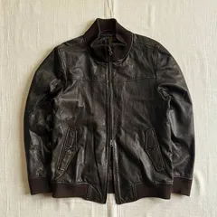00s　archive　アーカイブ古着　リアルブラウンレザー　羊本革　シープスキン　革ジャン　Wジップアップ　襟付きフライトジャケット　シングルライダース　A-2仕様　アクションプリーツ　XL　一点物　グランジ　Y2K　brown leather jacket