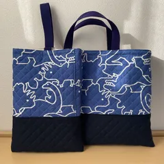 入園入学2点セット　ハンドメイド男の子　恐竜　レッスンバッグ　上履き入れ　キルティング