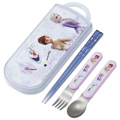 아나운서와 눈의 여왕 슬라이드식 트리오 세트 젓가락 스푼 포크 도시락용 칼 붙이 식세기 대응 아이 아이 키즈 디즈니 캐릭터 스케이터