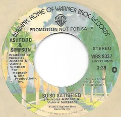 米7” Ashford & Simpson So So Satisfied WBS8337 Warner Bros. Records /00080