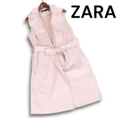 【美品】ZARA ザラ 現行タグ★ 秋冬 フェイク スウェード ウエストリボン ロング ベスト ジレ Sz.M レディース