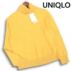 【新品 未使用】 UNIQLO ユニクロ 秋冬 高級 カシミヤ100%♪ セーター タートルネック ニット Sz.S レディース 黄色