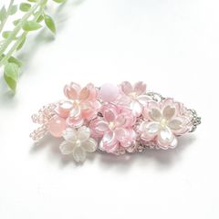 新品ピンク薔薇姫ピンクコーラルパール＆ビジューイヤーカフ 片耳 