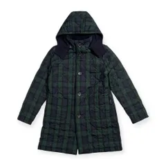 THE SMOCK SHOP ザ スモックショップ チェック柄 フード付き キルティング コート サイズ S /モスグリーン×ネイビー/レディース