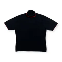 カシミヤ100% One Branch デザイン タートルネック 半袖 カシミア ウールニットセーター ハイゲージ ブラック×レッド/レディース