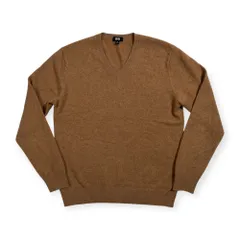 カシミヤ100% UNIQLO ユニクロ Vネック カシミア ウールニットセーター M /メンズ/キャメルベージュ系