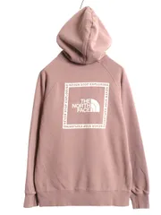 【お得なクーポン配布中!】 ノースフェイス 両面 プリント スウェット フード パーカー レディース М 古着 アウトドア トレーナー プルオーバー ボックスロゴ ピンク