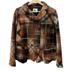 t.b(ティービー/センソユニコ) ジャケット サイズ40 M レディース美品  - オレンジ×黒×アイボリー 長袖/チェック柄/秋/冬