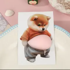 柴犬 お腹ぷっくりぷにぷにシール 2枚セット