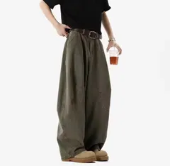 ワークウェアデニムジーンズ ルーズストレート 韓国ストリート ユニセックス