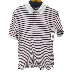 ポロバイラルフローレン Polo by RALPH LAUREN 90S ポニー刺繍 ボーダー S/S ポロシャツ 鹿の子 メンズ import：M 