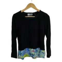 PaulSmith BLACK(ポールスミスブラック) 長袖カットソー サイズM レディース - 黒×ライトブルー×マルチ 花柄