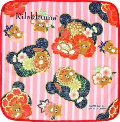 【中古】タオル・手ぬぐい(キャラクター) リラックマ(ピンクストライプ) 和モダン柄ハンドタオル 「一番くじ リラックマ ～和モダン びより～」 I賞