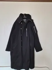 ブラック フード ロング コート