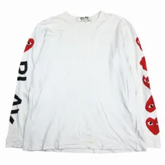 PLAY COMME des GARCONS プレイ コムデギャルソン ハート Tシャツ 長袖 カットソー ロンT AZ-T262 XL 白 メンズ 【中古】