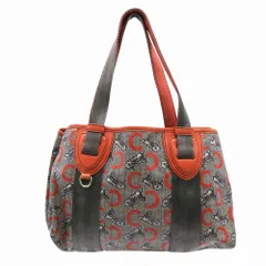 CELINE セリーヌ PVC Cロゴ 馬車柄 トートバッグ ハンドバッグ オレンジ レディース 【中古】
