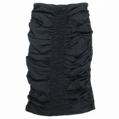 CITRUS NOTES シトラスノーツ シャーリング スカート ギャザー ストレッチ ひざ丈 ボトムス サイズ36 S ブラック レディース 【中古】