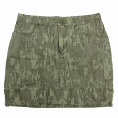 TSUMORICHISATO ツモリチサト ツリーカモフラ 迷彩柄 ミニ スカート コットン 製品加工 サイズ2 M カーキー レディース 【中古】