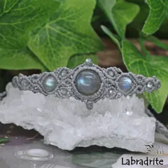 『ラブラドライト』マクラメ編みブレス28《天然石／ハンドメイド》