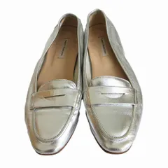 FABIO RUSCONI ファビオルスコーニ レザー ローファーシューズ シルバー サイズ24cm レディース 【中古】