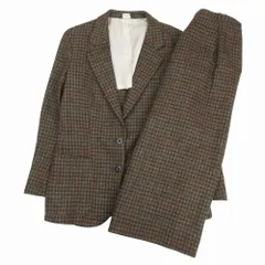 Paul Stuart ポールスチュアート グレンチェック柄 スカート スーツ セットアップ テーラード 7号 ブラウン レディース 【中古】