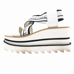 STELLA McCARTNEY ステラマッカートニー Sneak-Elyse ストライプ シャークソールプラットフォームサンダル 21cm 白 810162  【中古】