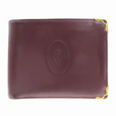 カルティエ Cartier 二つ折り財布 レザー マスト ボルドー ゴールド金具 コンパクトウォレット ミニ財布 メンズ レディース 【中古】