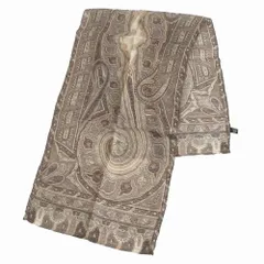 ETRO エトロ ウール シルク ペイズリー柄 ストール ブラウン ゴールドラメ サイズ40×130cm レディース 【中古】