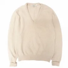 LLBEAN エルエルビーン 80s アイルランド製 ニット セーター Vネック プルオーバートップス 長袖 ライトベージュ M メンズ 【中古】