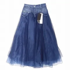 タグ付き MICALLE MICALLE ミカーレミカーレ MMB124SBA デニムスカート チュール切替 ロング フレア FREE レディース 【中古】