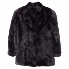 SAGA MINK サガミンク 銀サガ ミンク 毛皮 コート ジャケット 本毛皮 リアルファー アウター 黒系 サイズ11号 レディース 【中古】