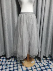 66バンディング グレー チュールスカート