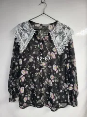 レース ビック襟 長袖 ブラウス 52-67