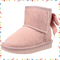 【在庫処分】ファー 暖かい リボン 防寒 ショート 子供靴 キッズ 秋冬 女の子 スエード 15~20cm ムートンブーツ 歩きやすい ガールズ 履きやすいキッズブーツ [オリエンタルトラフィック]