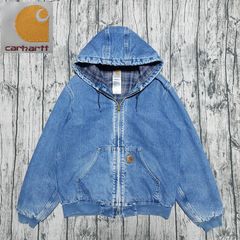 size M】Carhartt デニムアクティブジャケット レザーパッチ