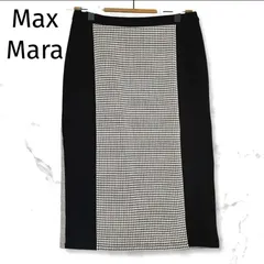 美品　【Max Mara WEEKENDLINE】 ひざ丈ニットタイトスカート　千鳥柄　S モノトーン　切り替え　MA-161