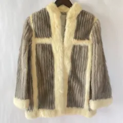 ミンク　ファーコート　レディース　　11号　バイカラー　グレー　ベージュ