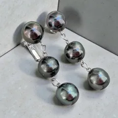 【値下げしました】黒蝶真珠 イヤリング SILVER 南洋パール タヒチ 大粒 9〜9.5mm 照り良 南洋真珠 結婚式 入学式 卒業式