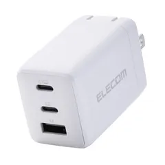【人気商品】3ポート Type-C USB-A 65W USB PD対応 充電器 スイング式プラグ採用 ホワイト エレコム EC-AC10367WH