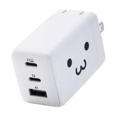 【人気商品】エレコム 充電器 合計65W 3ポート Type-C USB-A USB PD対応 スイング式プラグ採用 しろちゃん EC-AC10367WF