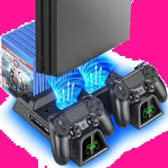【新着商品】縦置き 本体冷却 2台PS4コントローラー充電 PRO OIVO PS4冷却ファン ソフト収納 PS4 PS4/PS4 Pro/Slim/スリム PS4スタンド 高互換性 LED指示ランプ付