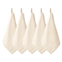 【新着商品】[MOMSMENU] ガーゼタオル 赤ちゃん 6層 ベビーガーゼ オーガニックコットン100% 柔らかく 名前入 ループ付き 20x20cm 5枚セット