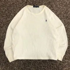 L ポロラルフローレン 白 ワッフル 長袖Tシャツ ロングスリーブ