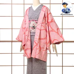 羽織 総絞り 正絹 流水柄 コーラルピンク 羽織紐付き 手縫い 着物 kimonolove【未使用品 新古品 一点物 オゾン消臭サービス】A-2591