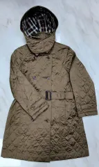 高級仕様 DAKS レディース キルティング ベルト付き フード コート 88-160 サイズ