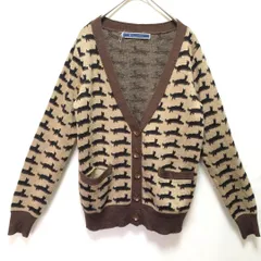 M THE EMPORIUM / ジ・エンポリアム 猫柄カーディガン Mサイズ ブラウン×ベージュ 秋冬 総柄のキャットモチーフが目を引く♪ T916_2311/065のサムネイル