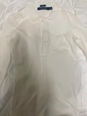 ポロシャツ 長袖 カラーTシャツ 白 XS