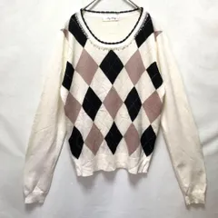 L May pretty / メイプリティ 【超美品】 春ニット ビジューニット アーガイル セーター トップス 長袖 T810_2311/087のサムネイル