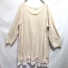F【 美品 | earth music & ecology / アースミュージックアンドエコロジー 】 裾レースニット チュニック Freeサイズ アイボリー 春秋冬 裾の繊細なレースがフェミニン♪ T807_2311/089
