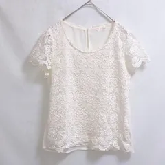 S【 美品 | L'EST ROSE / レストローズ 】 半袖ブラウス トップス サイズ2 M相当 ホワイト 白 春夏 総レースデザインが華やか♡ T887_2404/032のサムネイル